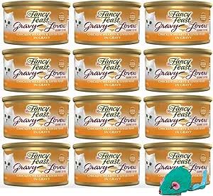 12-Pack Chicken Hearts & Liver Canned Cat Food. Gravy Lovers Chicken Hearts and Liver by Fancy Feast. No Artificial Colors or Preservatives, Made in The USA. High-Protein Wet Cat Food.